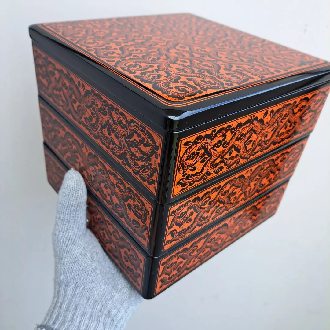 漆塗り宝石箱 約16×22×7㎝ 蒟醤（きんま）香川漆芸