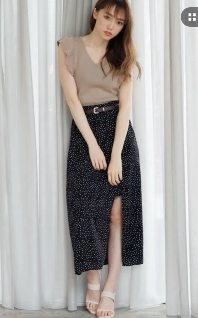 Thumbnail of LIP SERVICE slit skirt, black dot, long