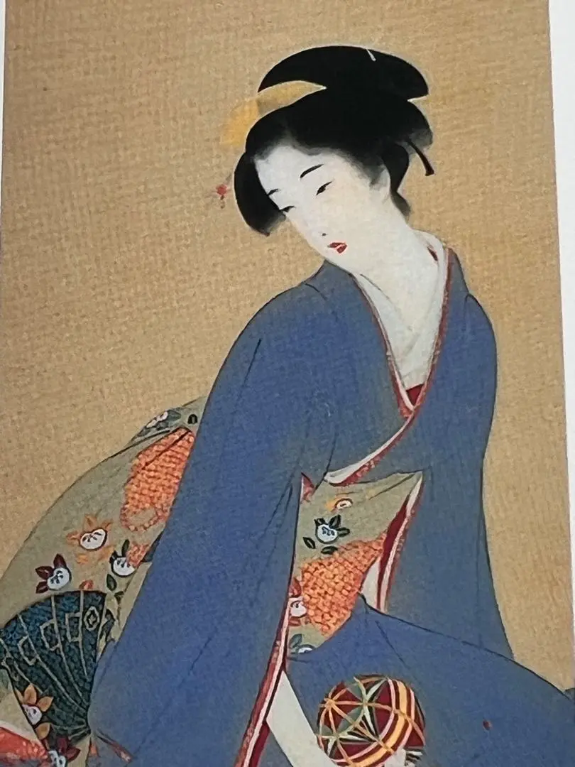 鏑木 清方/かるた、限定・高級額装用画、希少、新品額装付 絵画