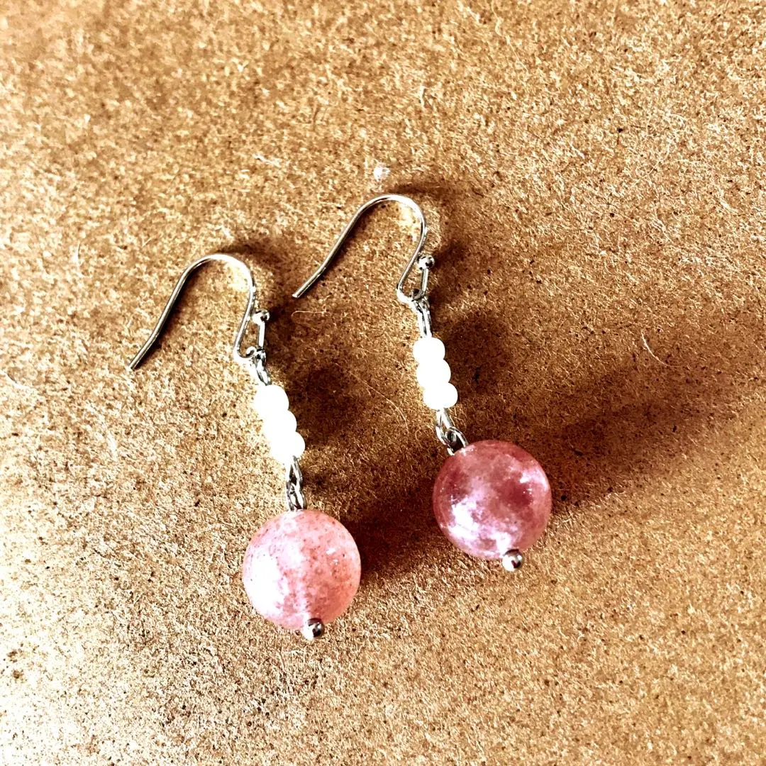 Thumbnail of Strawberry Quartz Earrings with Natural Stone Power Stone