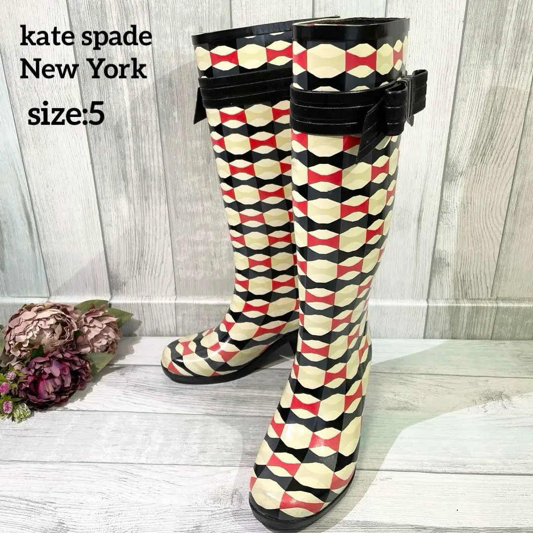 ★kate spade★ケイトスペード リボン ブラック レインブーツ 長靴 黒 2025年最新】kate spade new york レディース 長靴・レイン