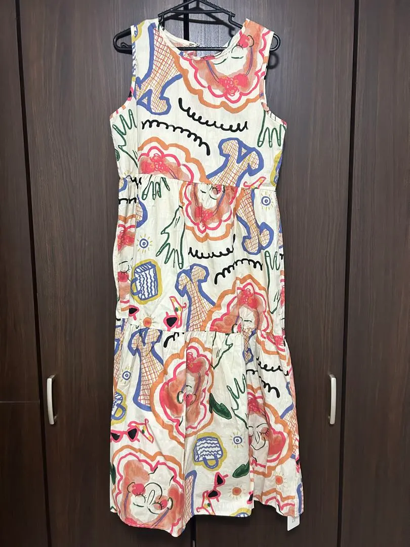 【可議價】彩色花紋無袖長洋裝 的縮圖