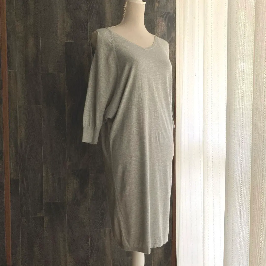 Thumbnail of PLST Excellent Condition Dress Knit Thin Long Length Shoulder Cutout Light Gray