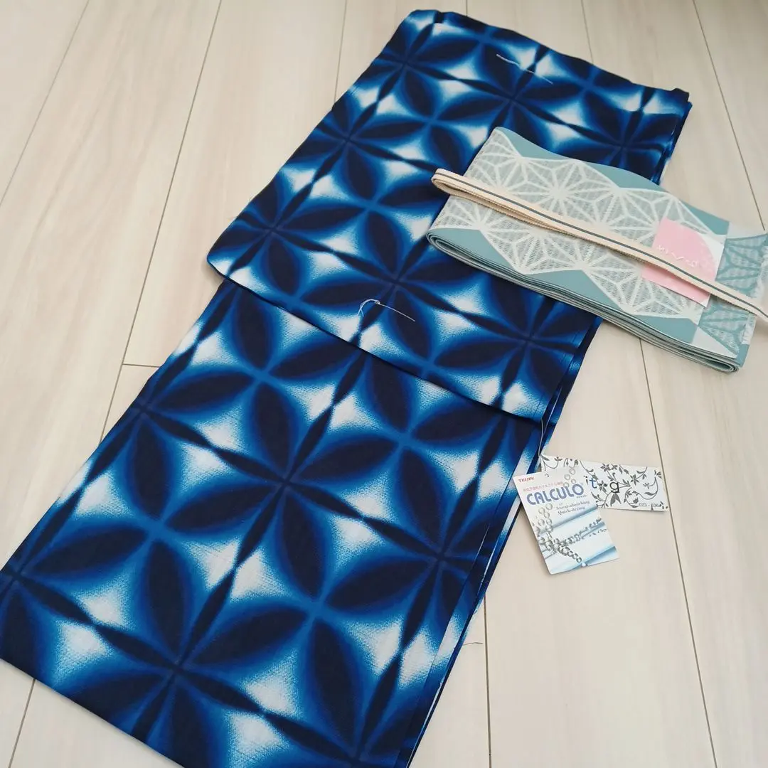 Thumbnail of New! Kimono shop Calqulo! Stylish! Pure! Snow Flower Shibori Style Summer Kimono for Adults - 3-piece Yukata Set