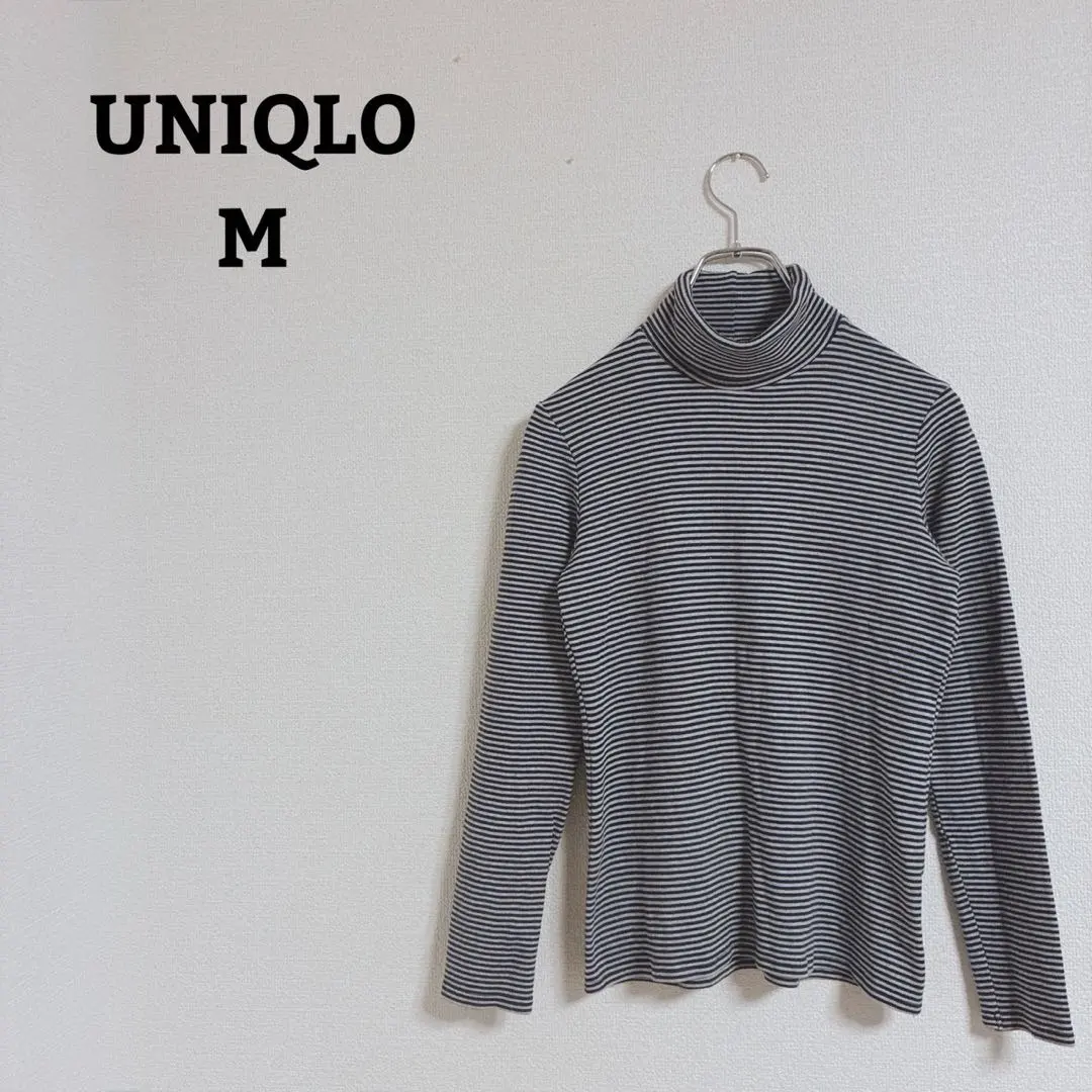 Thumbnail of White Tag, Uniqlo, Cut and Sewn, Turtleneck, Border, Cotton Blend, Stretch, M