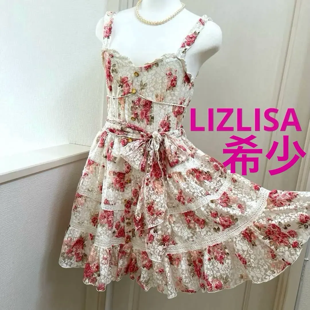 LIZ LISA★花卉印花 蕾絲 腰間緞帶 兩件套裝 姬系辣妹 的縮圖