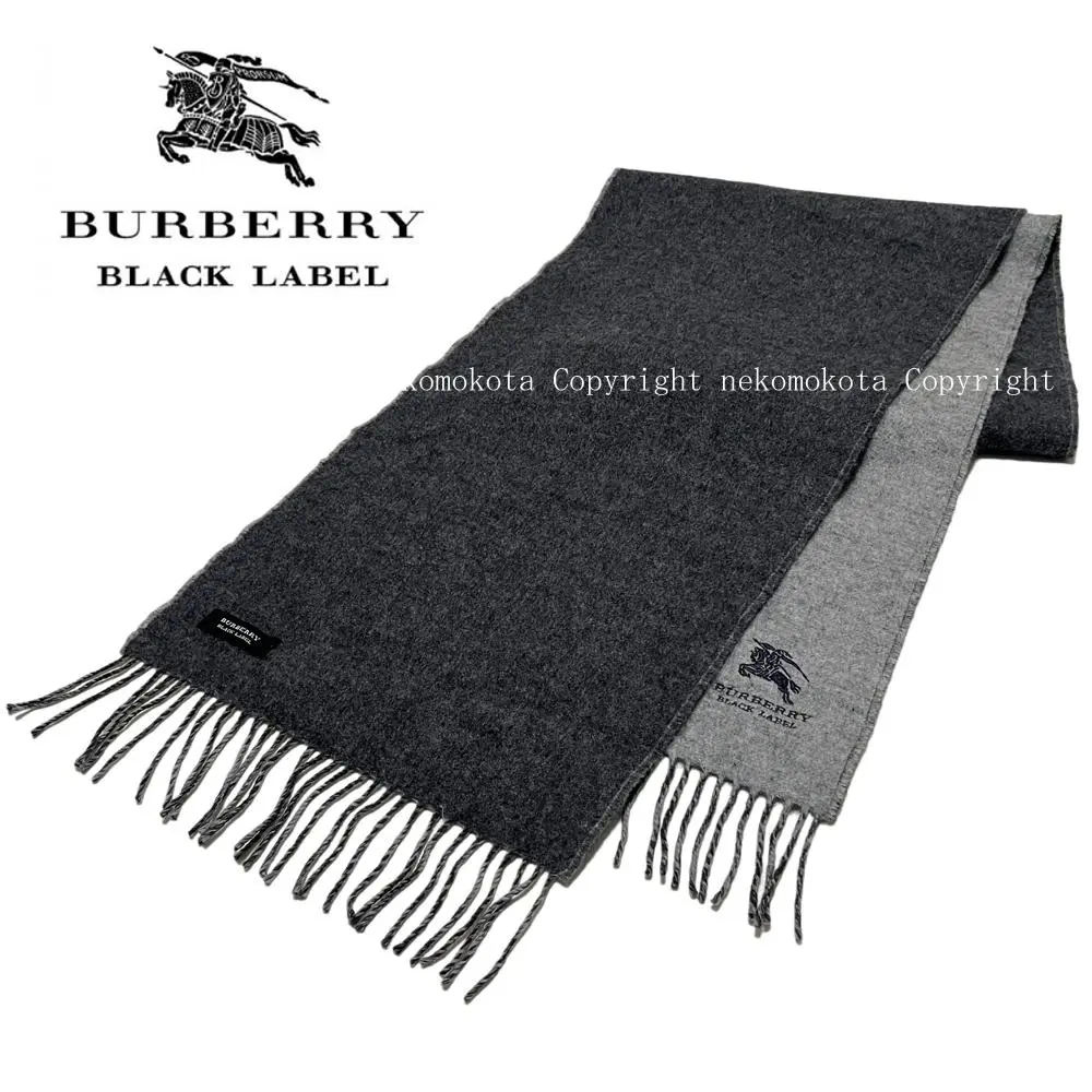 【美品】BURBERRY BLACK LABAL マフラー 長め ロゴ ブラック 2025年最新】BURBERRY BLACK LABEL 柄・デザイン:無地 マフラー