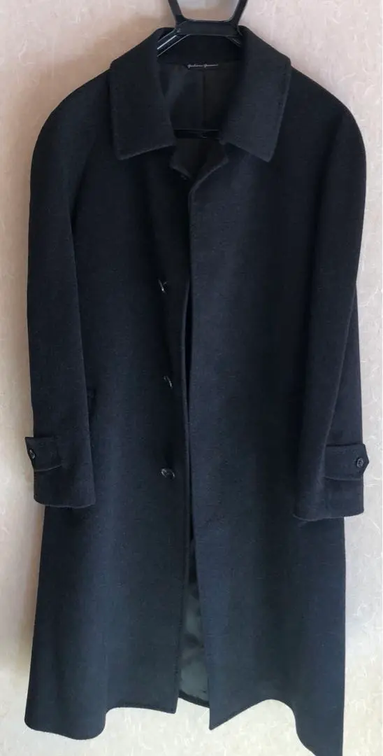 ジュリアーノグロッソーニ　カシミヤ100％　ステンカラーコート　総裏　黒　L 美品【ドーランドハウス】カシミヤ100%/ステンカラーコート