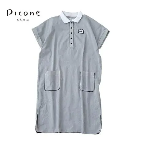 ピッコーネ PICONE シャツワンピース 未使用 美品】PICONE ピッコーネ 刺繍入りシャツワンピース ピンク