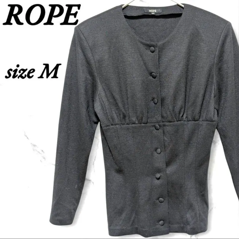 Thumbnail of Rope No Collar Jacket A-line Shoulder Pads Comfortable M Black Button