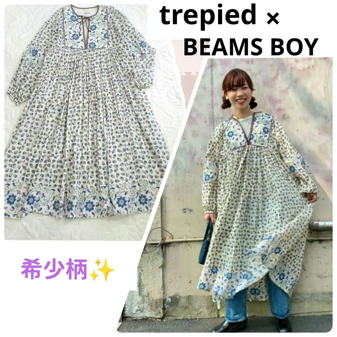 trepied × BEAMS BOY インド綿　ブロックプリント　ワンピース trepied！！春ワンピース♡｜ビームス ボーイ 原宿｜BEAMS