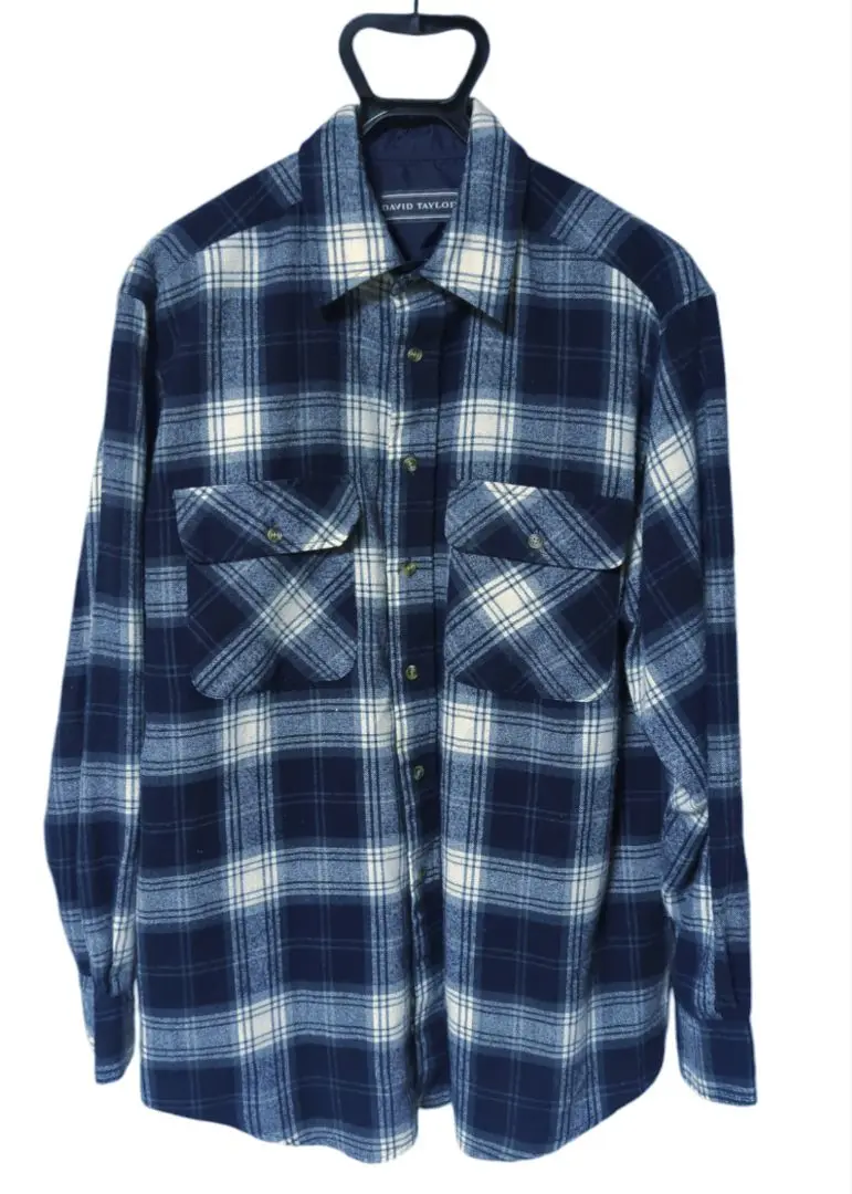 希少 90's DAVID TAYLOR オンブレ ネルシャツ 90s DAVID TAYLOR オンブレチェック プリントネルシャツ L-T