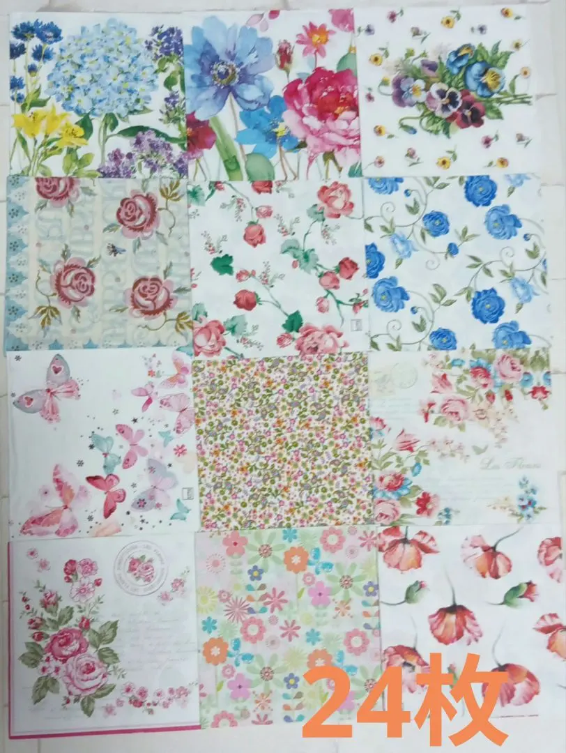 Thumbnail of Paper napkins, flowers 54, decoupage, 24 sheets + bonus