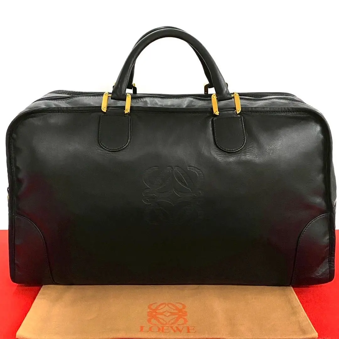 【✨美品✨】LOEWE ボストンバッグ ブラック/ブラウン LOEWE アナグラムフスタ2way ボストンバッグ メタリックブラウン