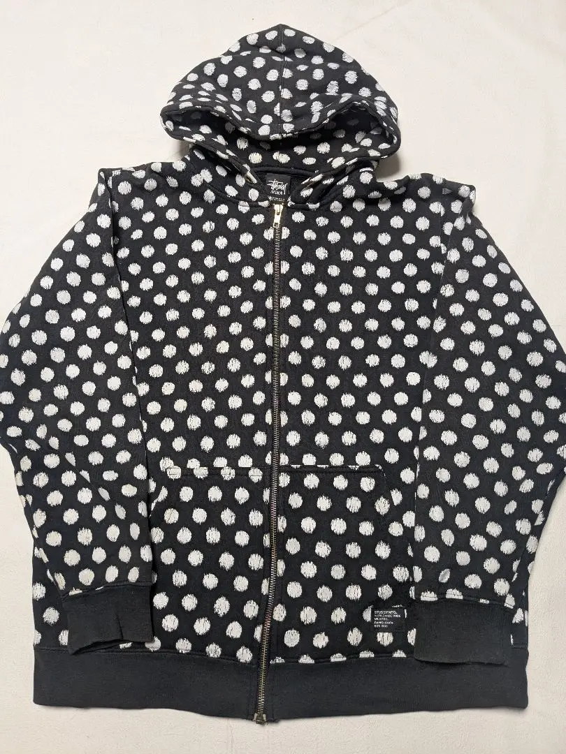 stussy ドット柄 パーカー グレー M stussy ドット柄 パーカー グレー M