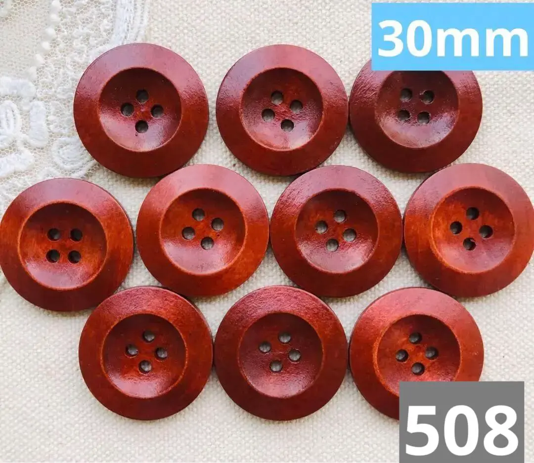 Thumbnail of 508 Craft Supplies ★ Wood Buttons 30mm * 10 Pieces Wooden Handmade Parts