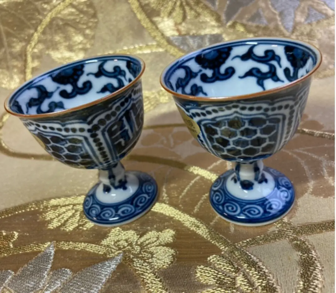 煎茶道具 平安松泉造染付『賢人図』煎茶碗 五客セット茶道具 4D0217 煎茶道具 平安松泉造染付『賢人図』煎茶碗 五客セット茶道具 4D0217