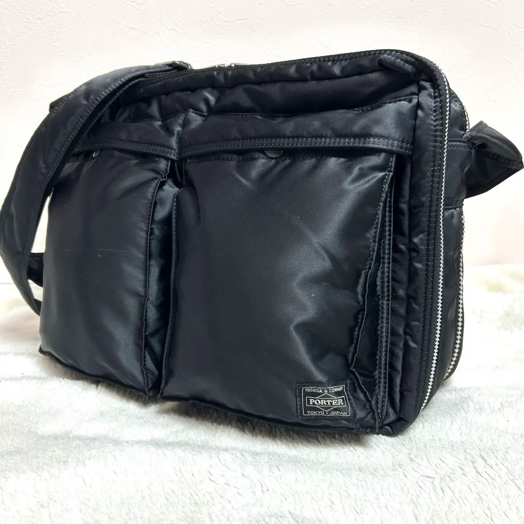 Porter Tanker 肩背包 S 雙層 單肩包 黑色 的縮圖