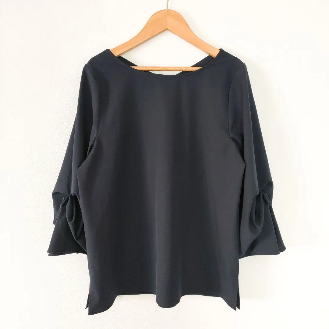 Thumbnail of Excellent Condition Anddot Nostalgia Flare Sleeve Blouse M-L Navy 0452