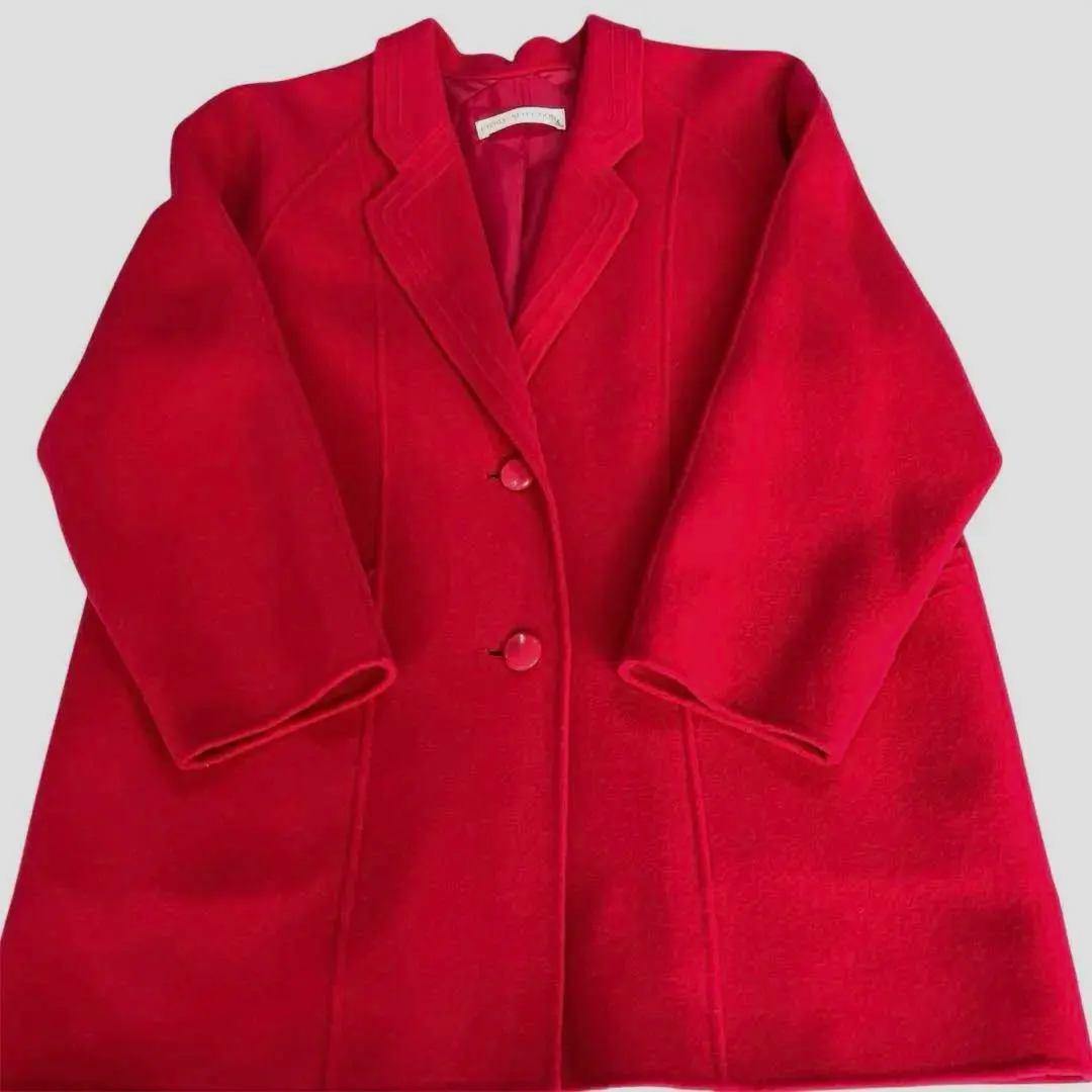 Thumbnail of Women's Wool Pea Coat ☆Lambswool Blend☆Pink☆Long Length☆Size M