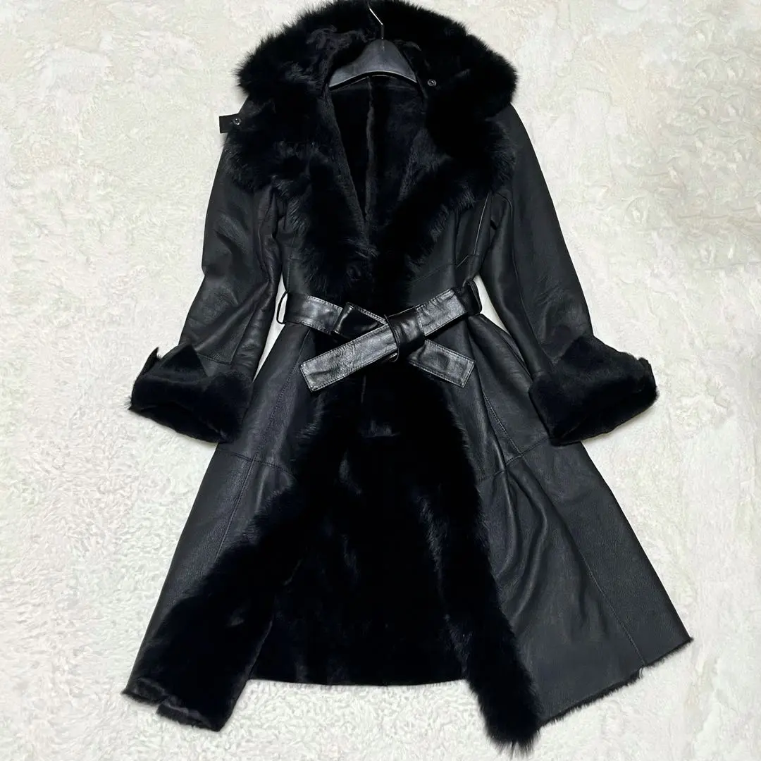 新品♡MONCADA ダブルフェイスレザーロングコート ラビット
