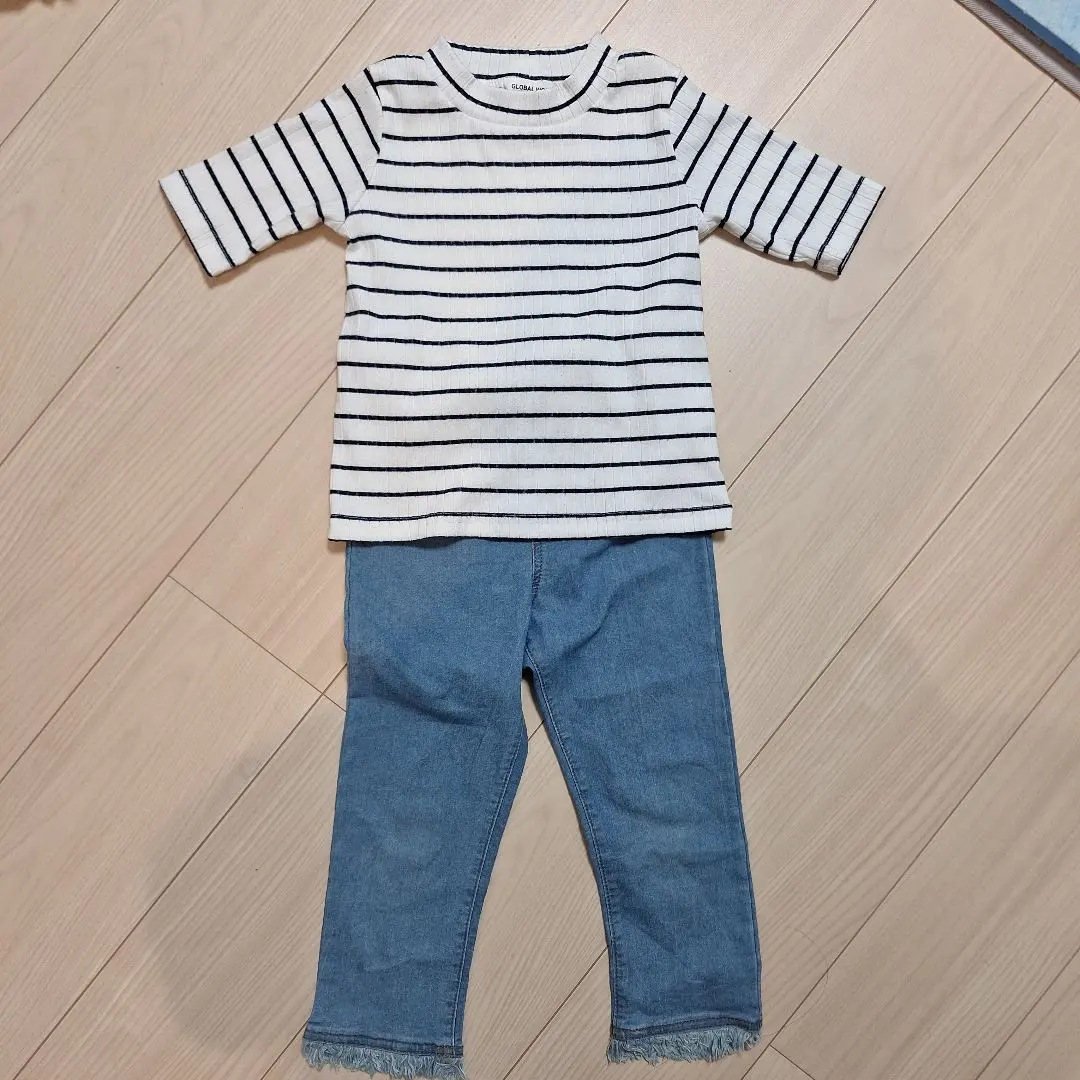 Thumbnail of Striped T-shirt and denim pants set