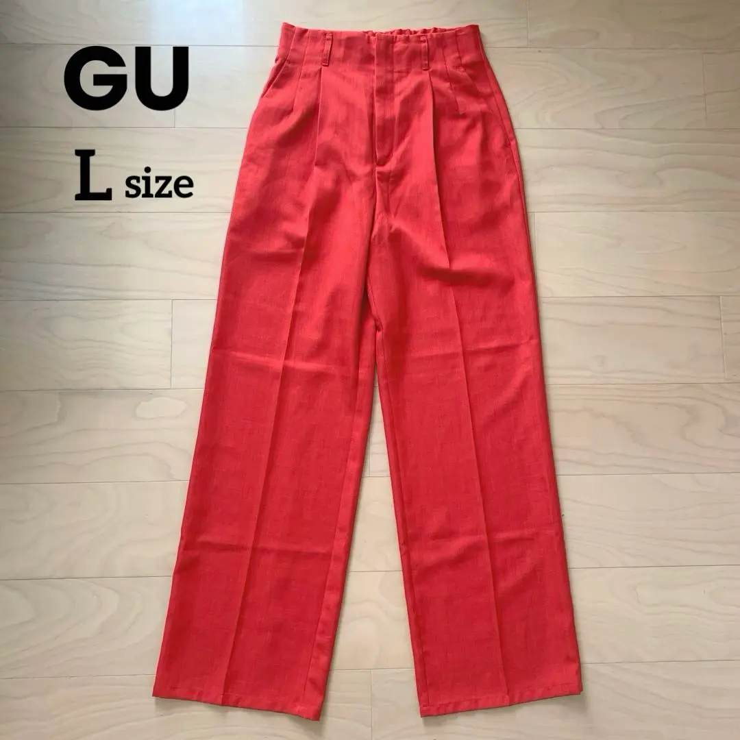 Thumbnail of [Excellent Condition] GU Color Slacks Tuck Wide Pants Lightweight Red L Size