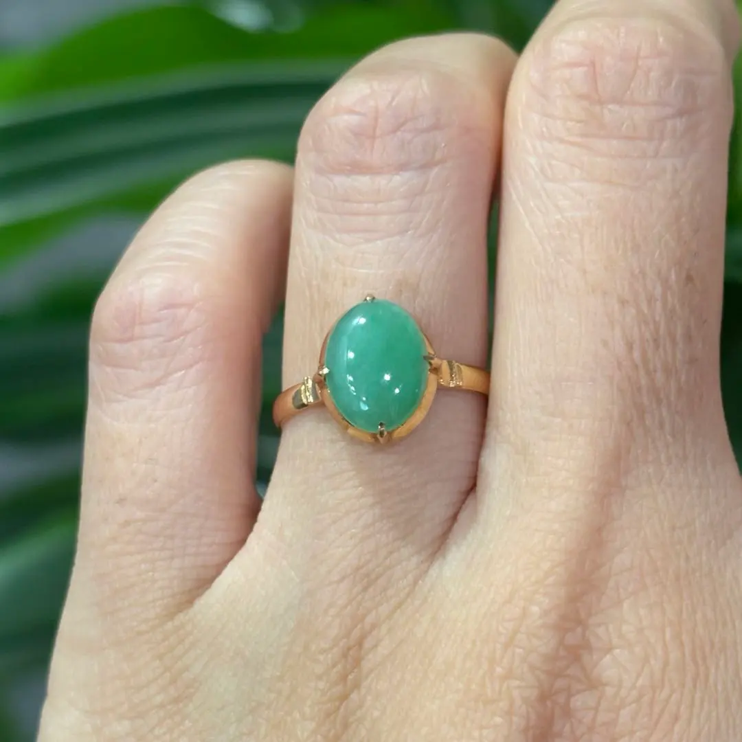 Thumbnail of K18 Myanmar Jade Ring, Size 11