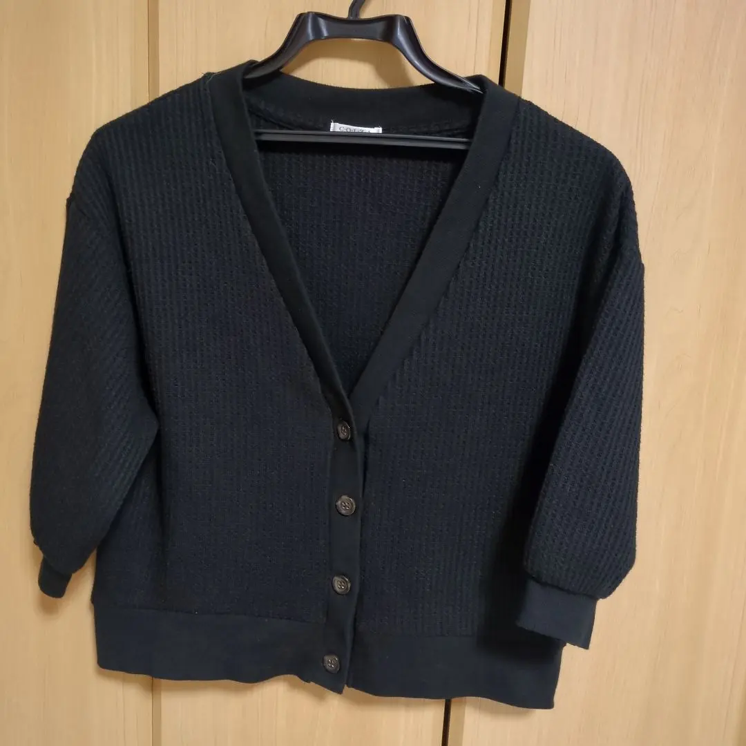 Thumbnail of Black, five-sleeve V-neck cardigan