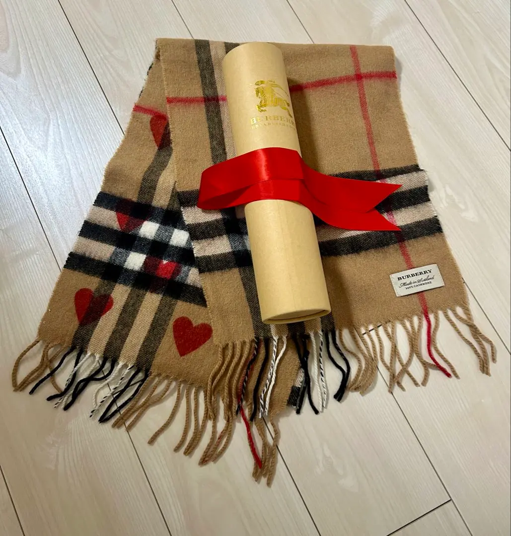 【正規品】BURBERRY　バーバリー　カシミヤハートマフラー BURBERRY】【ハート】【スコットランド製】バーバリー『チェック