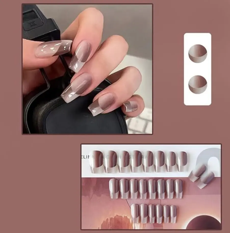 Thumbnail of ♥️ New Product ♥️ Nail Tips - Brown, Beige, French Gradient, Stylish