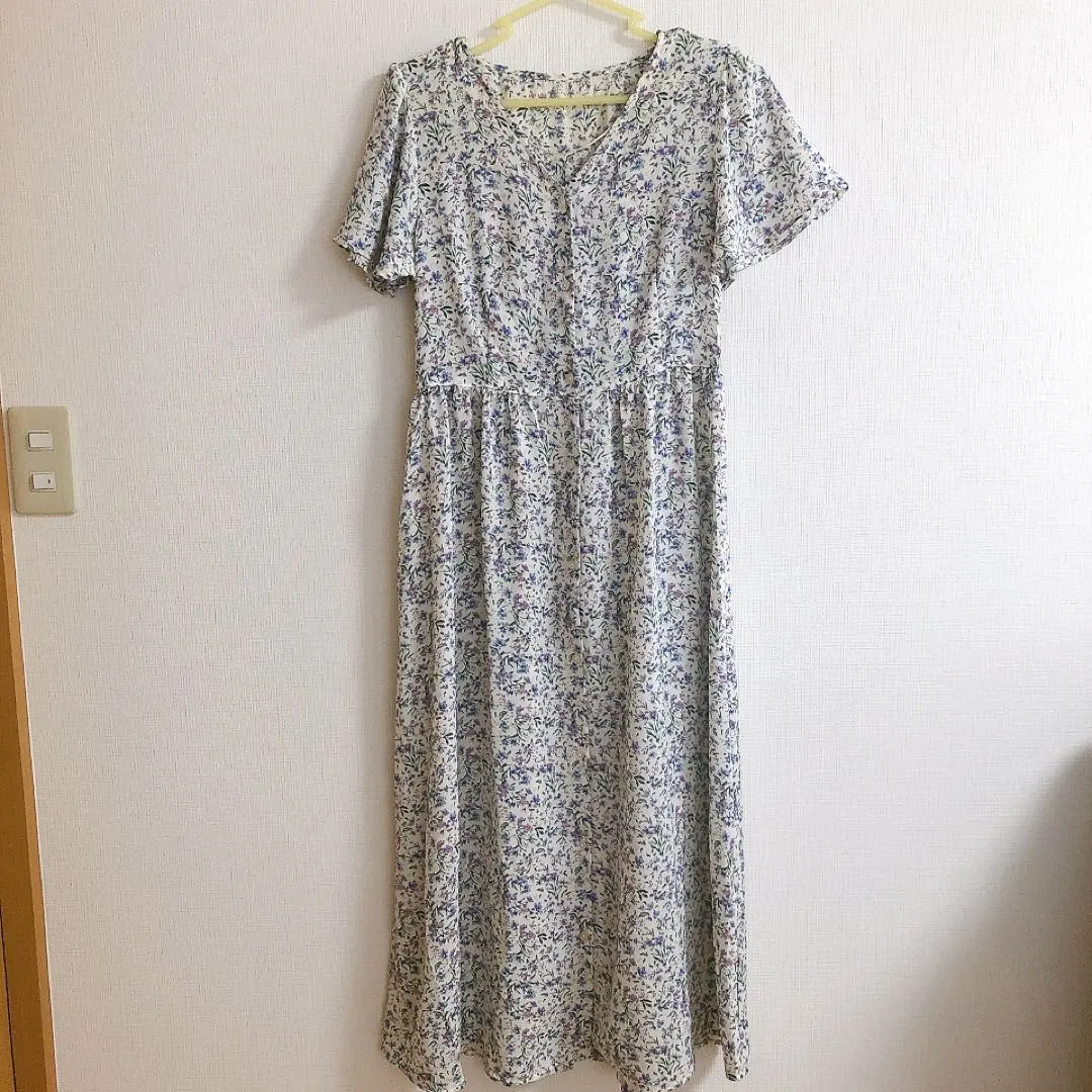 Thumbnail of GU GU Flower Print Lace-Up Dress, Small Floral Pattern, S, White