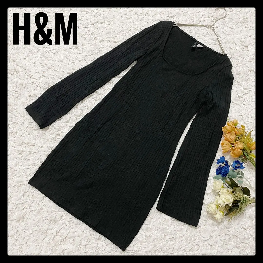 Thumbnail of H&M Ribbed Knit Cut-and-Sew Tunic Black Size M