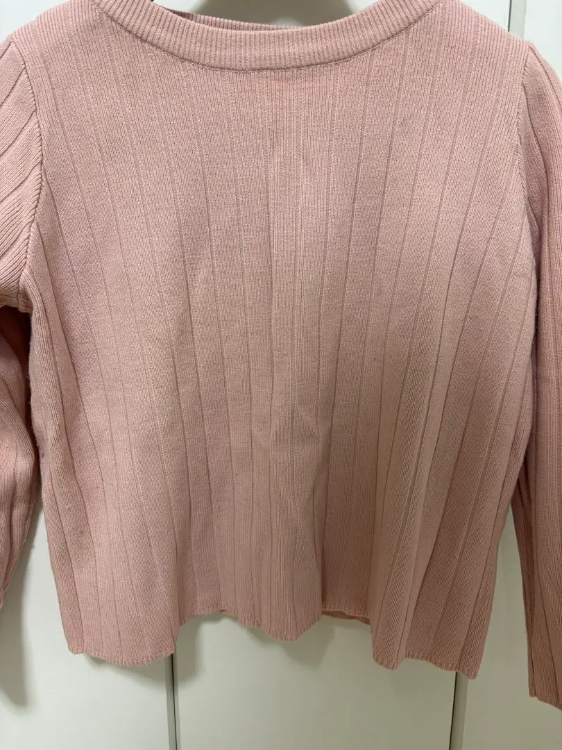 Thumbnail of Ribbed knit pink long-sleeved sweater