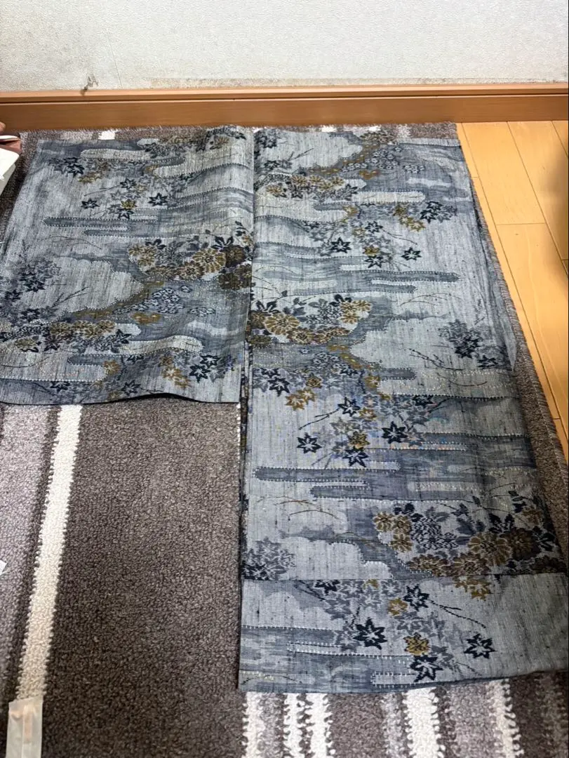 Thumbnail of Blue kimono, cotton or tsumugi (pongee)?