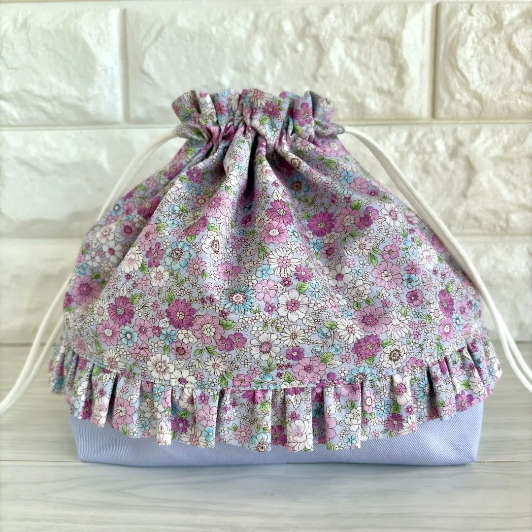 Thumbnail of Handmade ⭐︎ Bento Bag Floral Flower Drawstring Bag School Lunch Bag