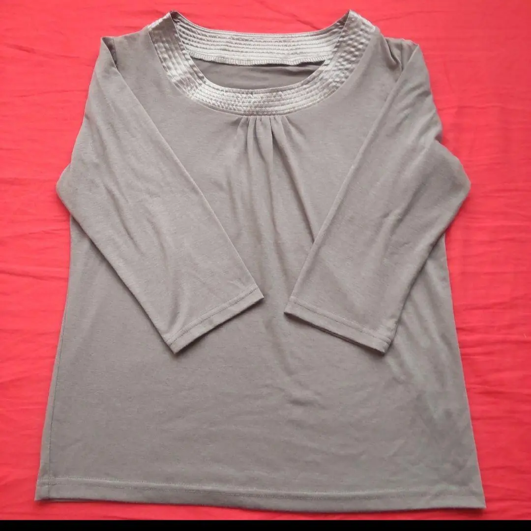 Thumbnail of Khaki long-sleeved top with satin neckline
