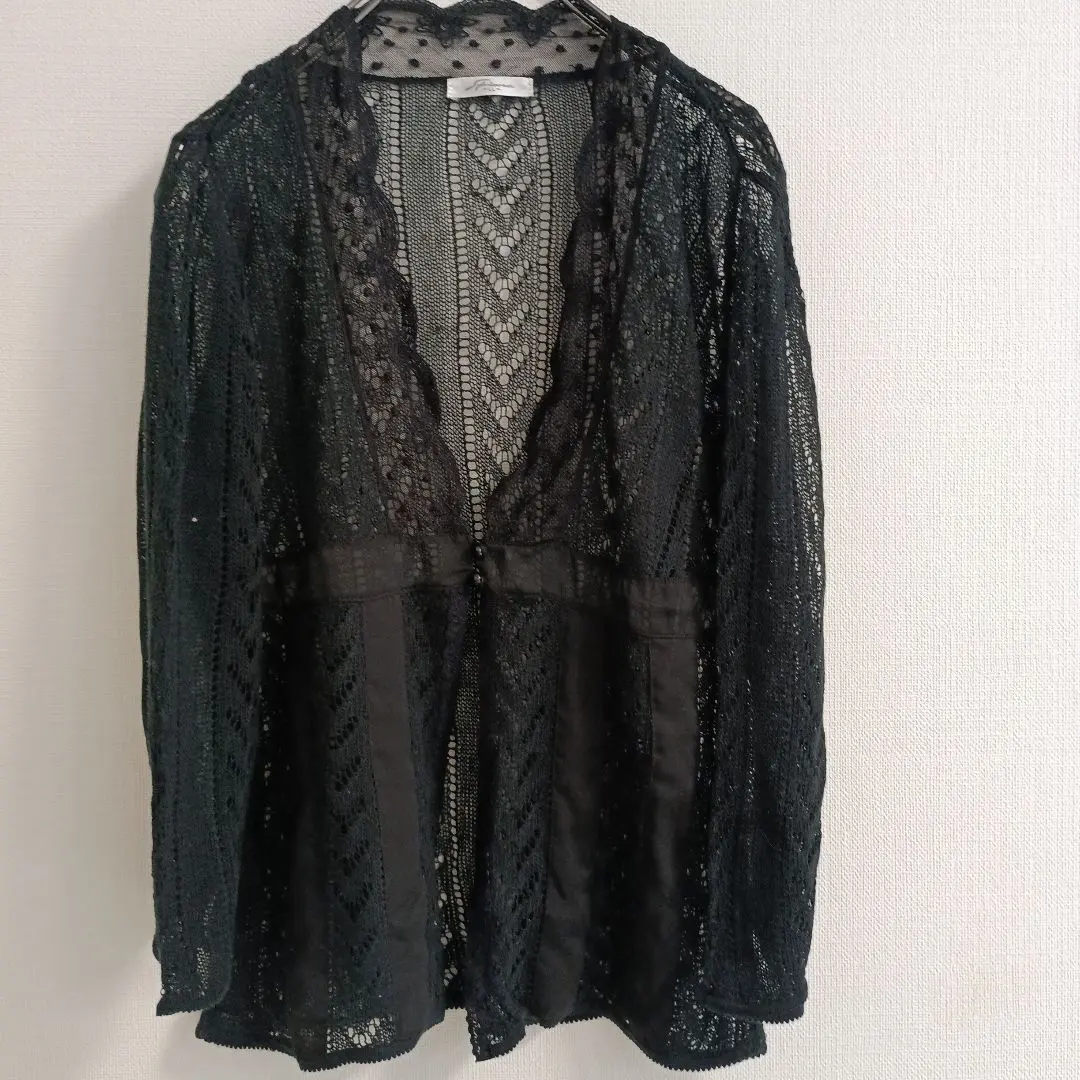 Thumbnail of Black lace cardigan, long sleeves