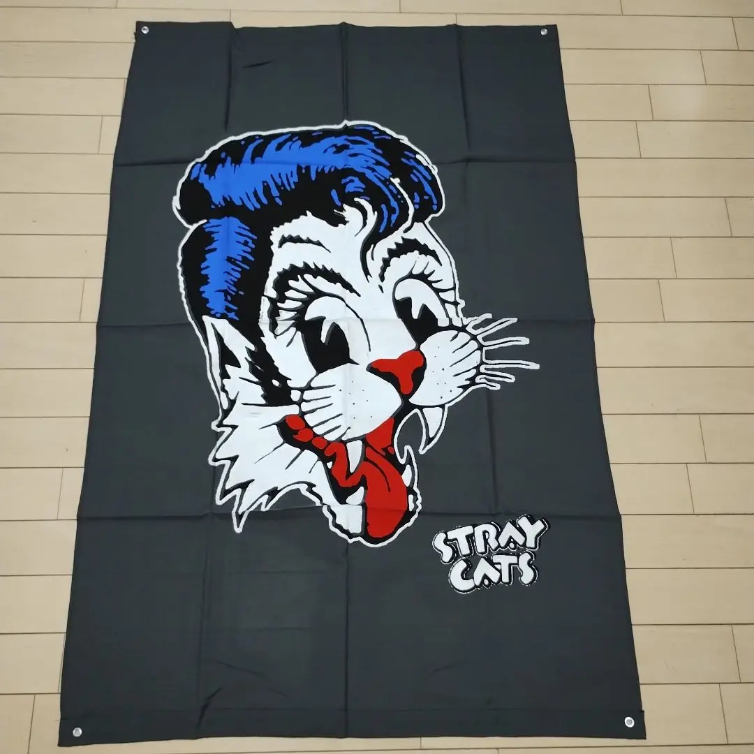 ロカビリーSTRAY CATSストレイ キャッツ 活動初期巨大ポスター62×89 海外ブランド Stray Cats 1983 ストレイ・キャッツ/NY,USA K-POP
