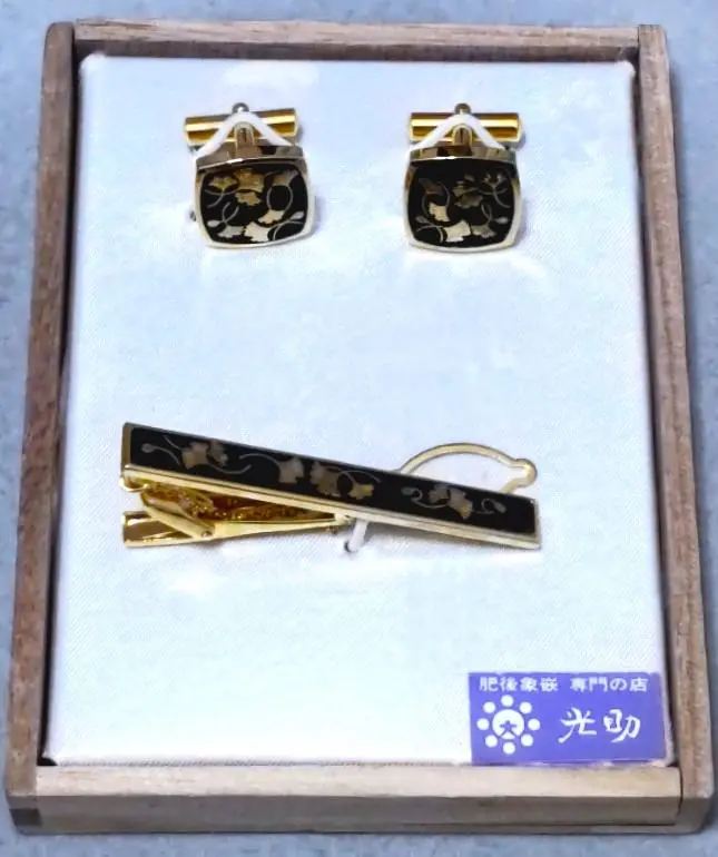 未使用保管品　光助 肥後象嵌 ネクタイピン ～漆黒に映える円環の美～ 未使用保管品 光助 肥後象嵌 ネクタイピン ～漆黒に映える円