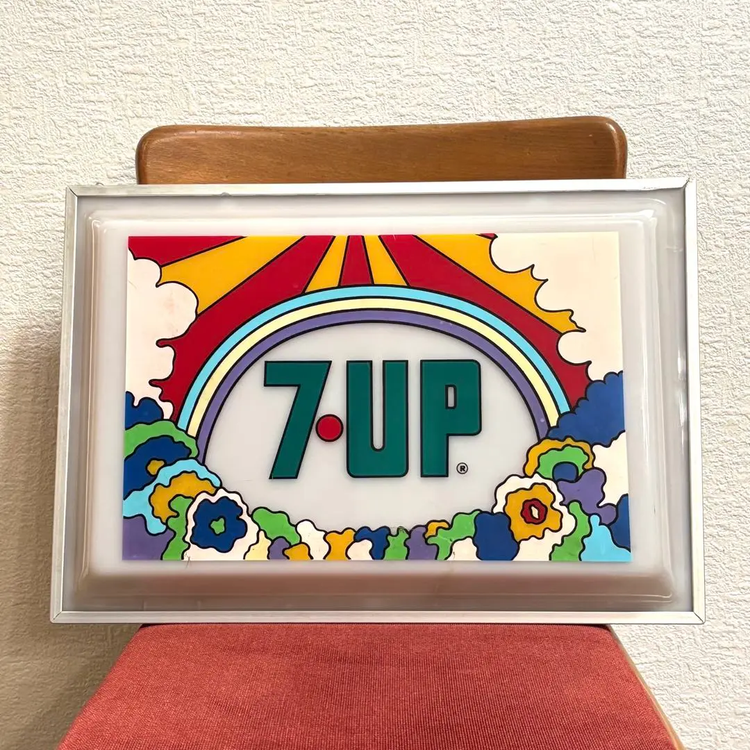 1970年代　セブンアップ　時計　クロック　ピーターマックス　7up アメトイ 7up（セブン・アップ）ヴィンテージ・ライトアップ・クロック