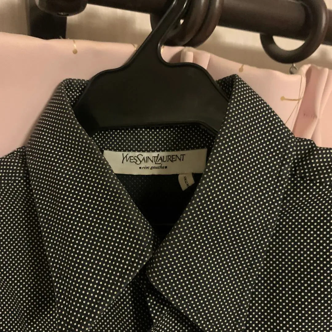 〓SAINT LAURENT rive gauche〓 リボン ブラウス Yves Saint Laurent Shirt with bow YSL Rive Gauche Blue Silk