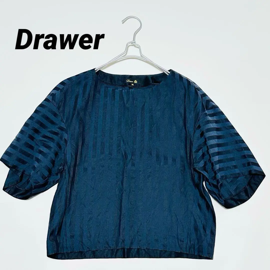 drawer ネイビー 半袖 トップス ブラウス 楽天市場】ドゥロワー コットンビックカラー比翼・シャツ