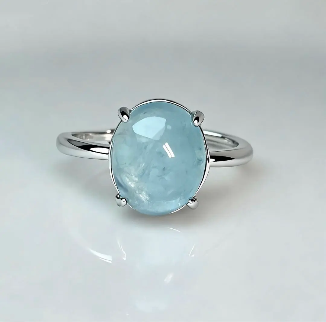 Thumbnail of Aquamarine Ring Oval Cut Ring Natural Stone Simple Large