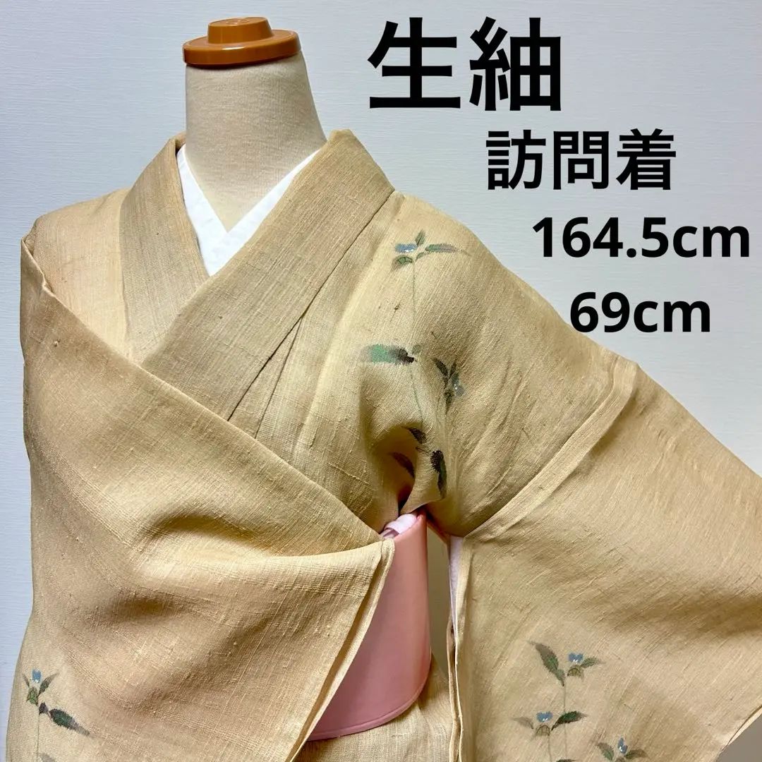 正絹　訪問着　花に箔柄　袷　B品　裄69 大きめサイズ 2025年最新】夏着物 訪問着 裄丈69の人気アイテム - メルカリ