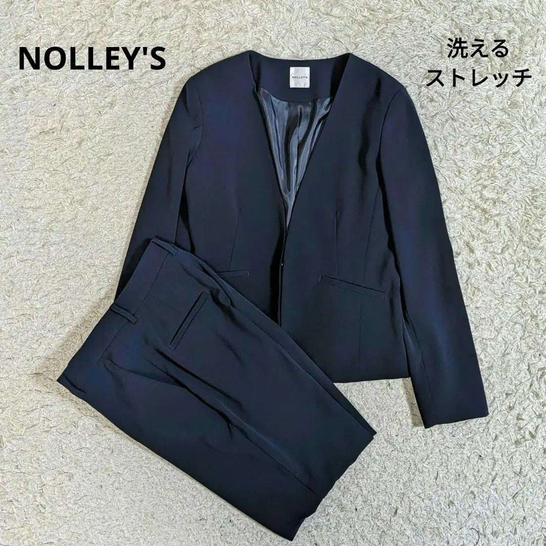 極美品♡ノーリーズソフィ セットアップ パンツスーツ ノーカラー 濃紺 36/S 楽天市場】パンツスーツ セットアップ 全3色 2点セット 黒 紺
