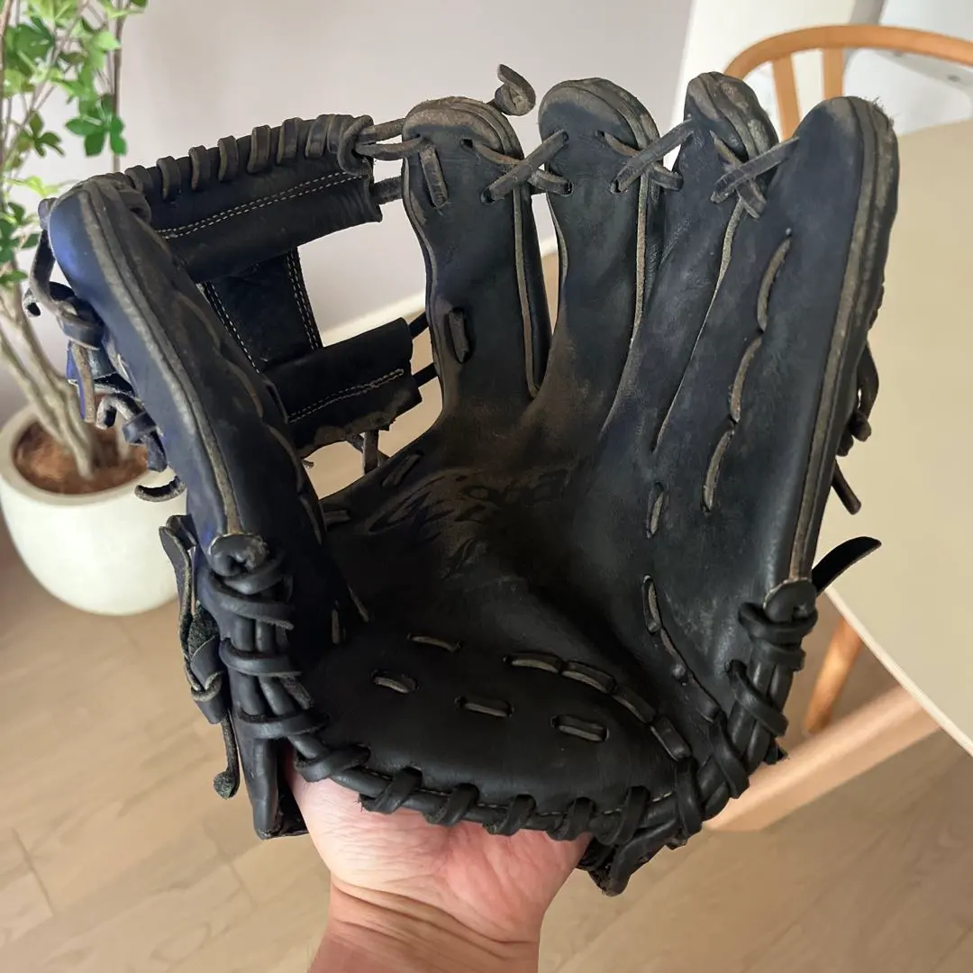 Thumbnail of Mizuno soft baseball glove, black, for right-handed thrower