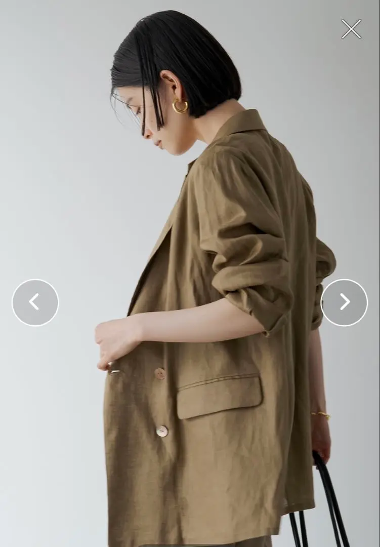 allie様美品⭐️ラウンジドレスリネンテーラードジャケットダブル　オーバーサイズ LOUNGEDRESS（ラウンジドレス）の「リネンダブルジャケット