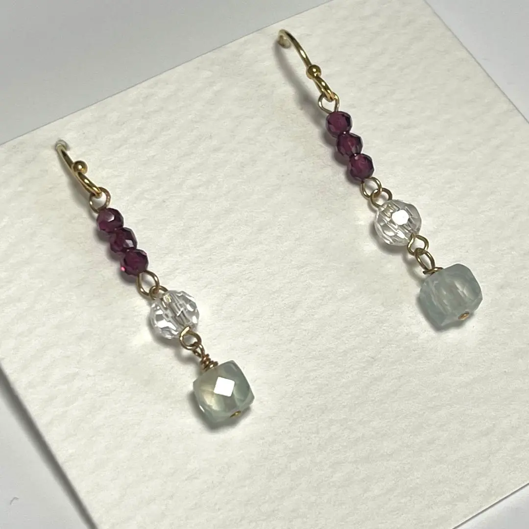 Thumbnail of 14kgf hook earrings, natural stone