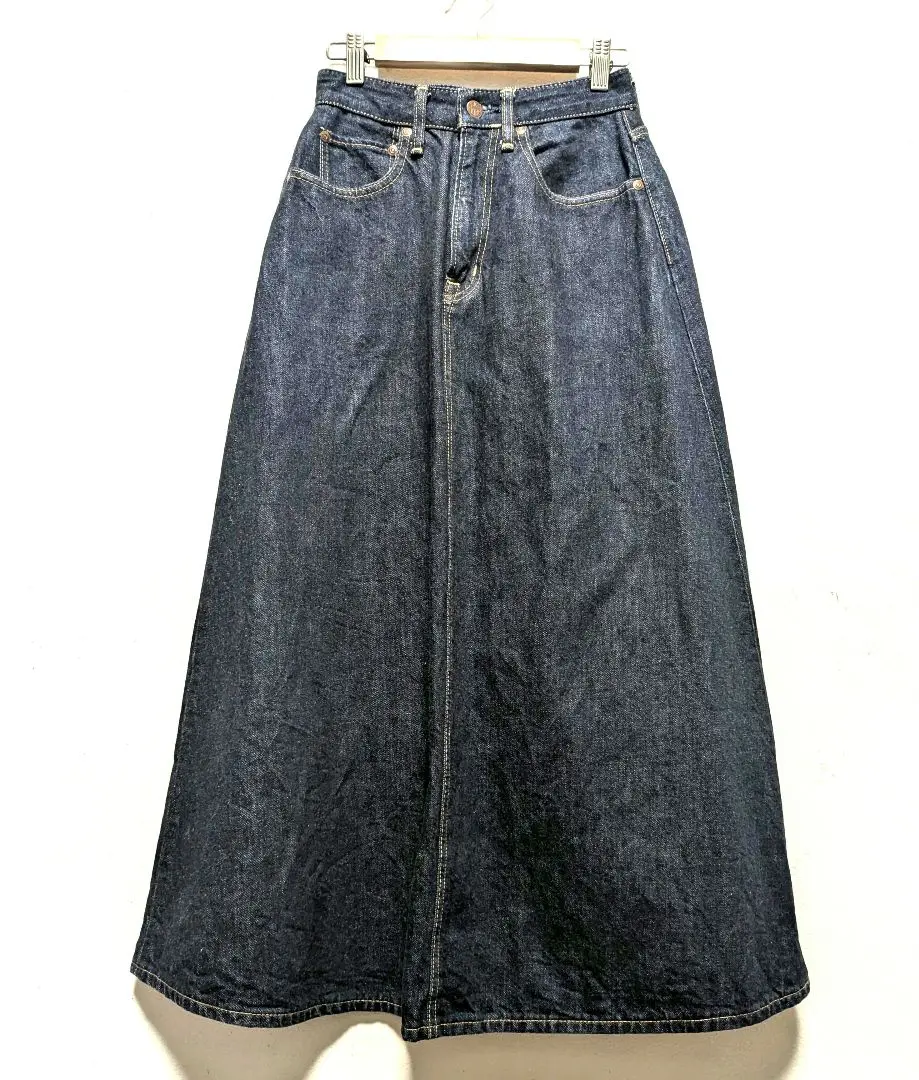 BIG JOHN×ADAM ET ROPE フレアデニムロングスカート 薄黄色 BIG JOHN×ADAM ET ROPE フレアデニムロングスカート M 薄黄色